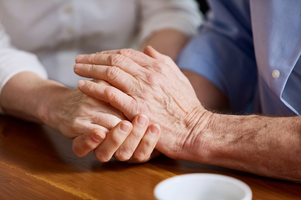 Close Up Images Of Human Hands, Senior, Old Couple, Man And Woman Holding Hands, Giving Love And Support